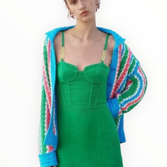 ZARA | Green | CHAIN STRAP MINI DRESS - Picture 5 of 6